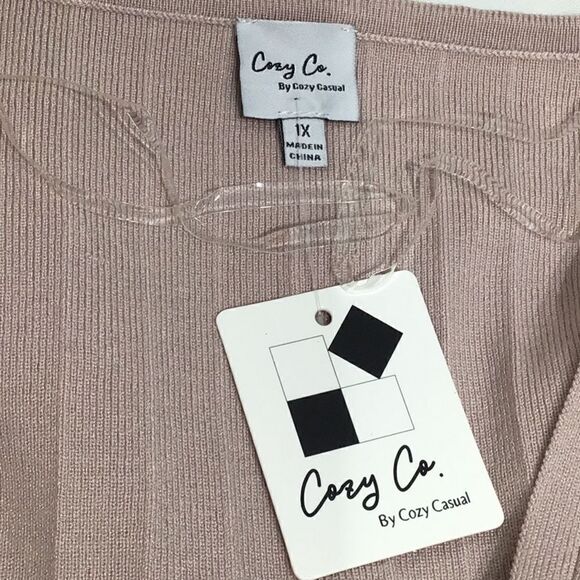 Cozy Co. by Cozy Casual Soft Mauve Wrap Front V Neck Sweater- New With Tags - Picture 10 of 12